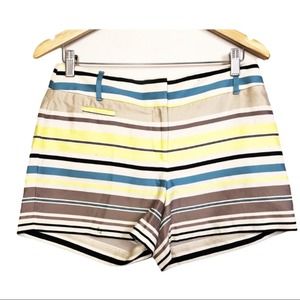 LOFT Riviera Striped Shorts Yellow Blue Size 2